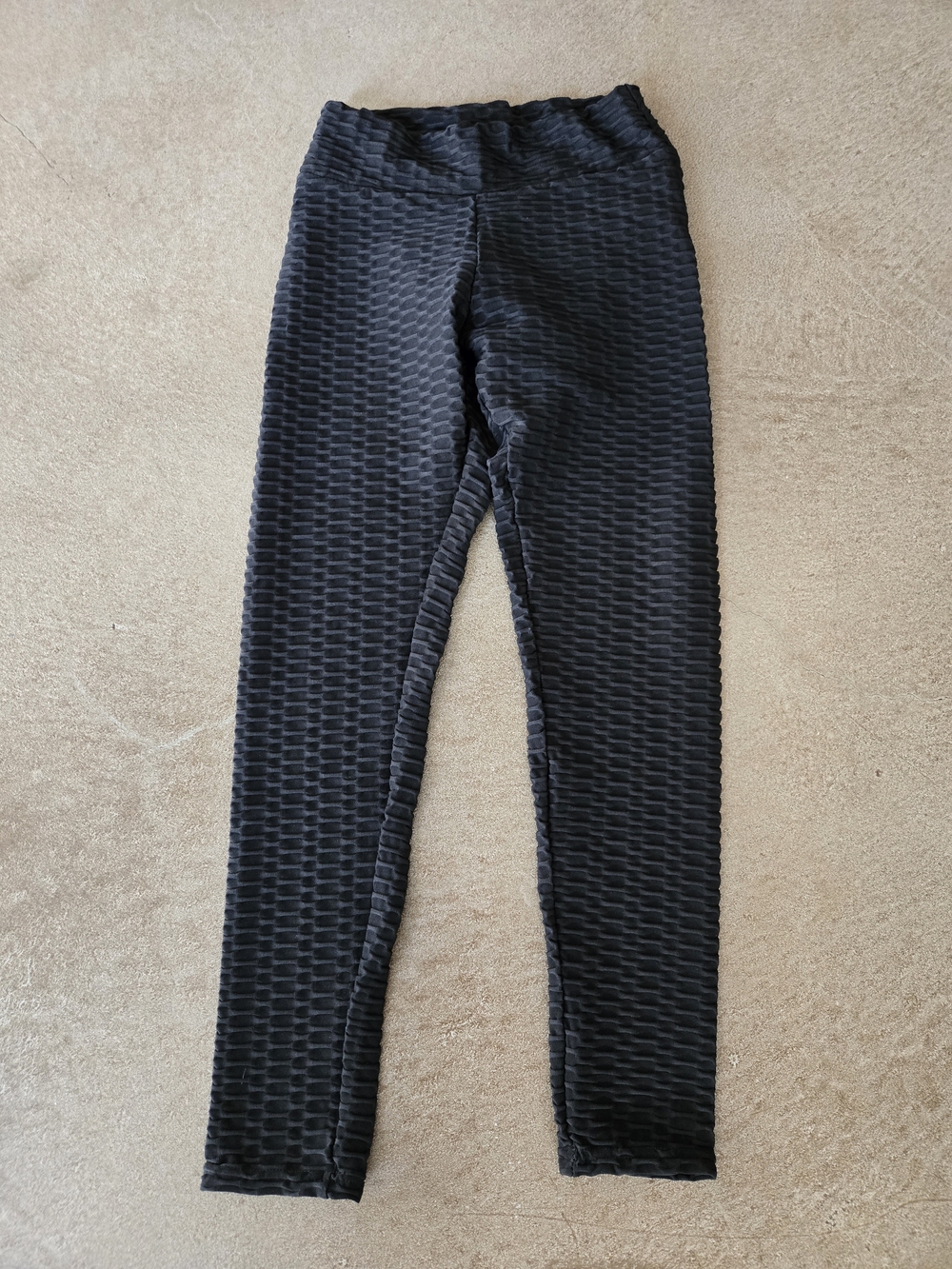 Source Unknown Black Textured High-Waist Leggings